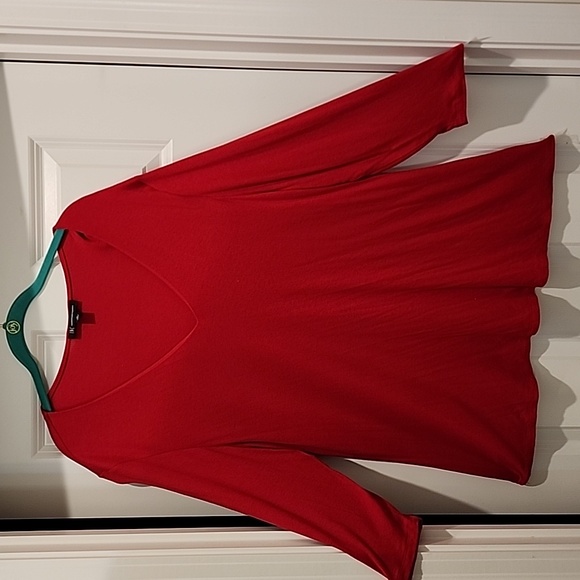 INC International Concepts Tops - INC soft red rib knit v neck top 3x